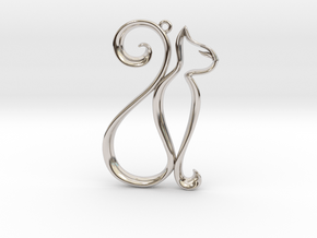 The Cat Pendant in Rhodium Plated Brass