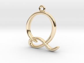 Q Initial Charm in 14K Yellow Gold