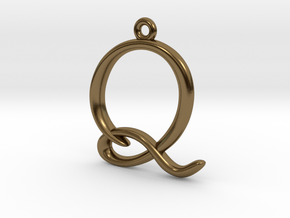 Q Initial Charm in Polished Bronze