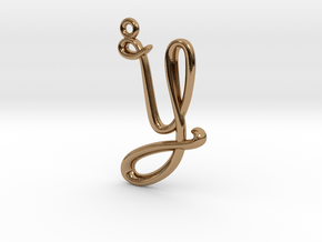 Y Initial Charm in Polished Brass