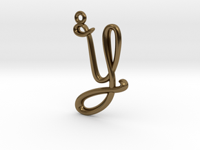 Y Initial Charm in Polished Bronze