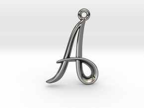 A Initial Charm in Fine Detail Polished Silver