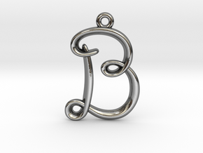 B Initial Charm in Fine Detail Polished Silver