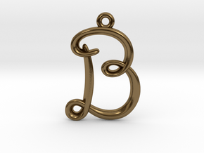 B Initial Charm in Polished Bronze