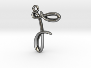 F Initial Charm in Fine Detail Polished Silver