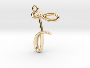F Initial Charm in 14k Gold Plated Brass