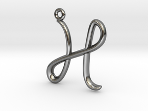 H Initial Charm in Fine Detail Polished Silver