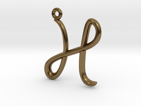 H Initial Charm in Polished Bronze