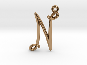 N Initial Charm in Polished Brass