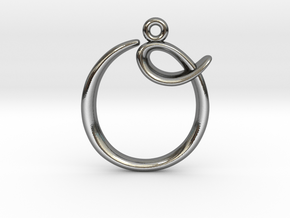 O Initial Charm in Fine Detail Polished Silver