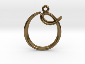 O Initial Charm in Polished Bronze