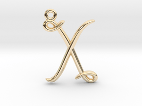 X Initial Charm in 14K Yellow Gold