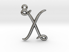 X Initial Charm in Fine Detail Polished Silver