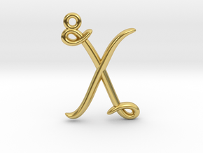 X Initial Charm in Polished Brass