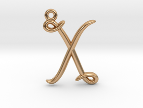 X Initial Charm in Polished Bronze