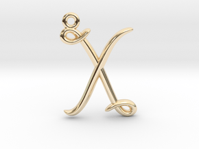 X Initial Charm in 14k Gold Plated Brass