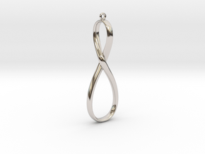 Long Figure Eight Earring or Pendant in Rhodium Plated Brass
