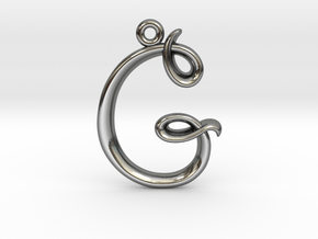 G Initial Charm in Fine Detail Polished Silver