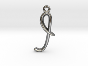 I Initial Charm in Fine Detail Polished Silver