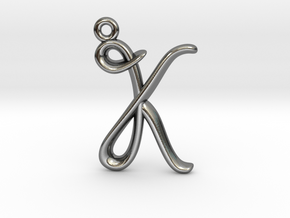 K Initial Charm  in Fine Detail Polished Silver