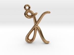 K Initial Charm  in Polished Brass