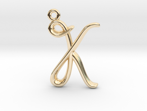 K Initial Charm  in 14k Gold Plated Brass