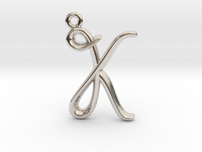 K Initial Charm  in Rhodium Plated Brass