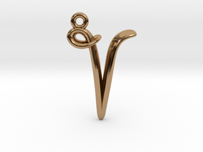 V Initial Charm in Polished Brass