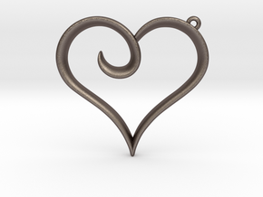 The Heart Pendant in Polished Bronzed Silver Steel