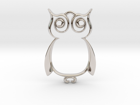 The Owl Pendant in Rhodium Plated Brass