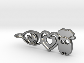 It's Only Love Pendant or Keychain in Fine Detail Polished Silver