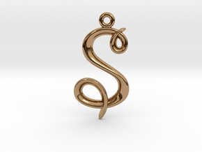S Initial Charm in Polished Brass