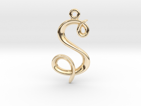 S Initial Charm in 14k Gold Plated Brass