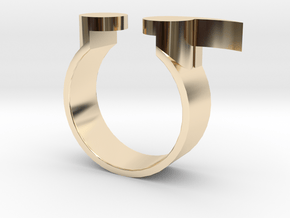 Semi Colon Ring Size 6 in 14k Gold Plated Brass