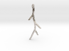 Long Textured Branch Earring or Pendant in Platinum