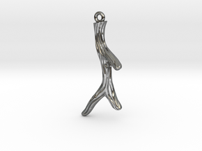 Short Textured Branch Earring or Pendant in Fine Detail Polished Silver