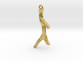 Short Textured Branch Earring or Pendant in Polished Brass