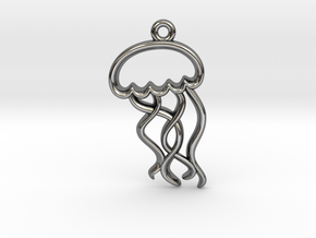 Tiny Jellyfish Charm in Fine Detail Polished Silver