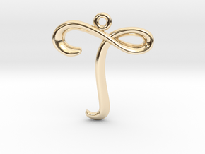 T Initial Charm in 14k Gold Plated Brass