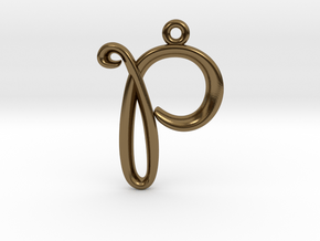 P Initial Charm in Polished Bronze