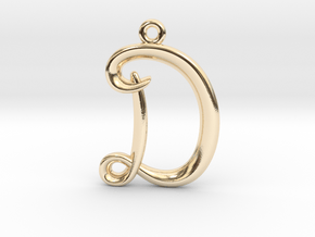 D Initial Charm — Alphabet Letter Pendant in 14K Yellow Gold