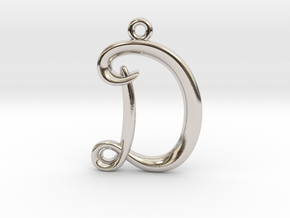 D Initial Charm — Alphabet Letter Pendant in Platinum