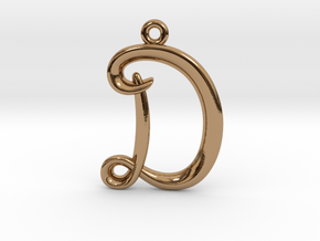 D Initial Charm — Alphabet Letter Pendant in Polished Brass