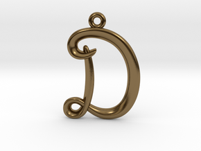 D Initial Charm — Alphabet Letter Pendant in Polished Bronze