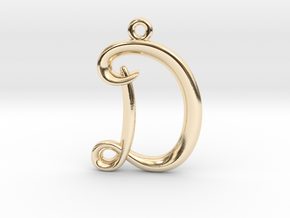 D Initial Charm — Alphabet Letter Pendant in 14k Gold Plated Brass