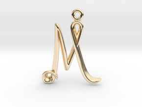 M Initial Charm in 14K Yellow Gold