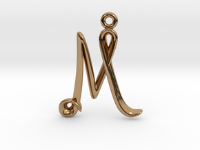 M Initial Charm in Polished Brass