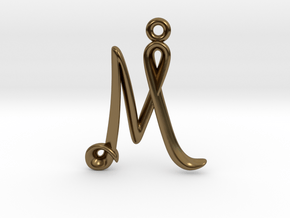 M Initial Charm in Polished Bronze