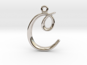 C Initial Charm in Rhodium Plated Brass