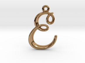 E Initial Charm in Polished Brass